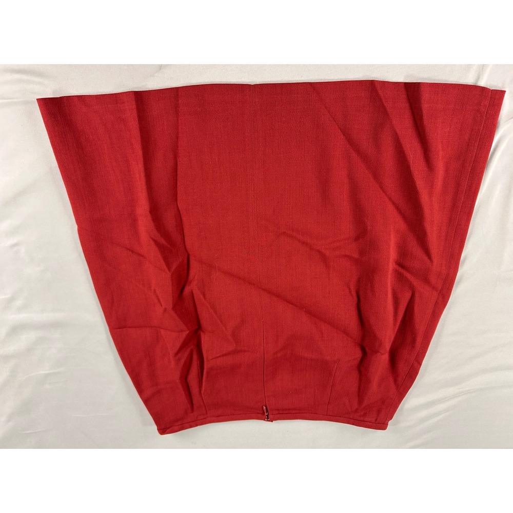 Ann Taylor Red 100% Wool Skirt Suit Set Vintage Made in USA Size 14 Blazer Skirt - Picture 7 of 14